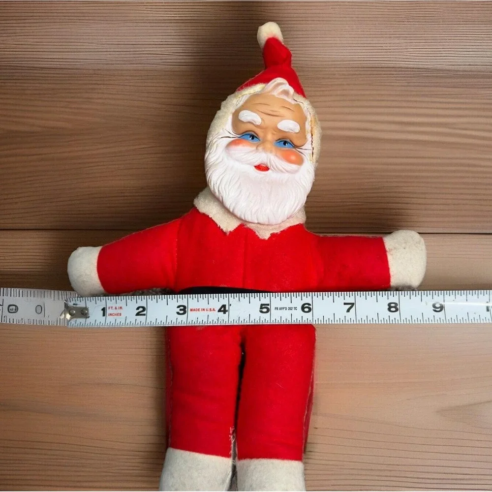 Vintage 13 inch Rubber Face Santa Claus Stuffed Body